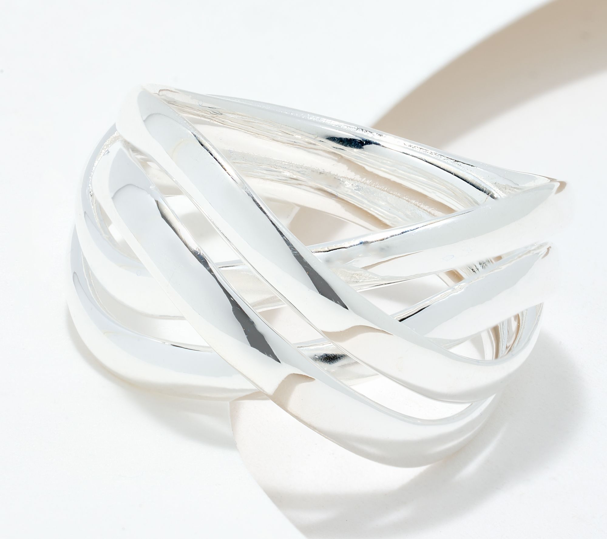 "As Is" UltraFine 950 Silver Multi Layer Crossover Ring