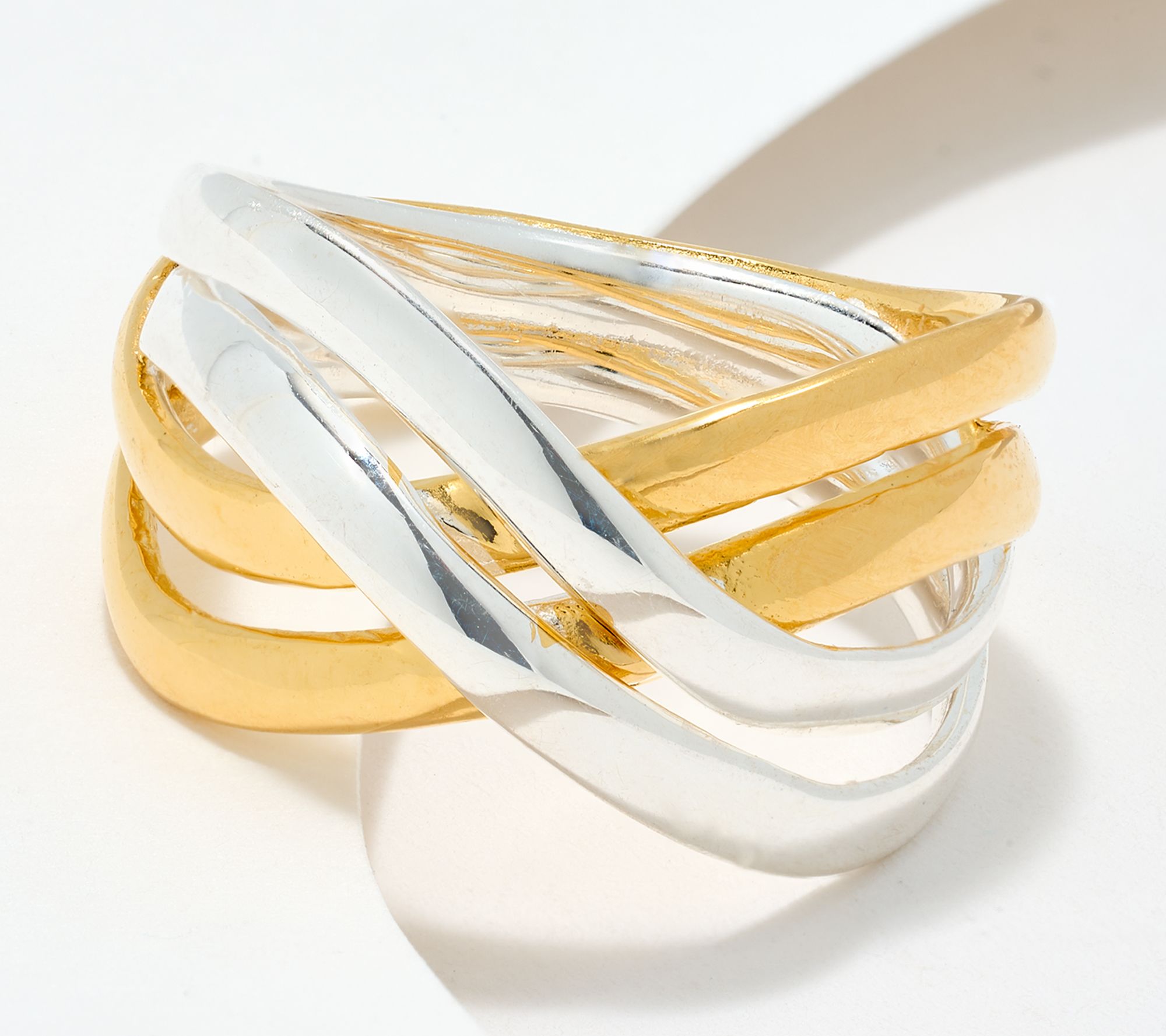 "As Is" UltraFine 950 Silver Multi Layer Crossover Ring