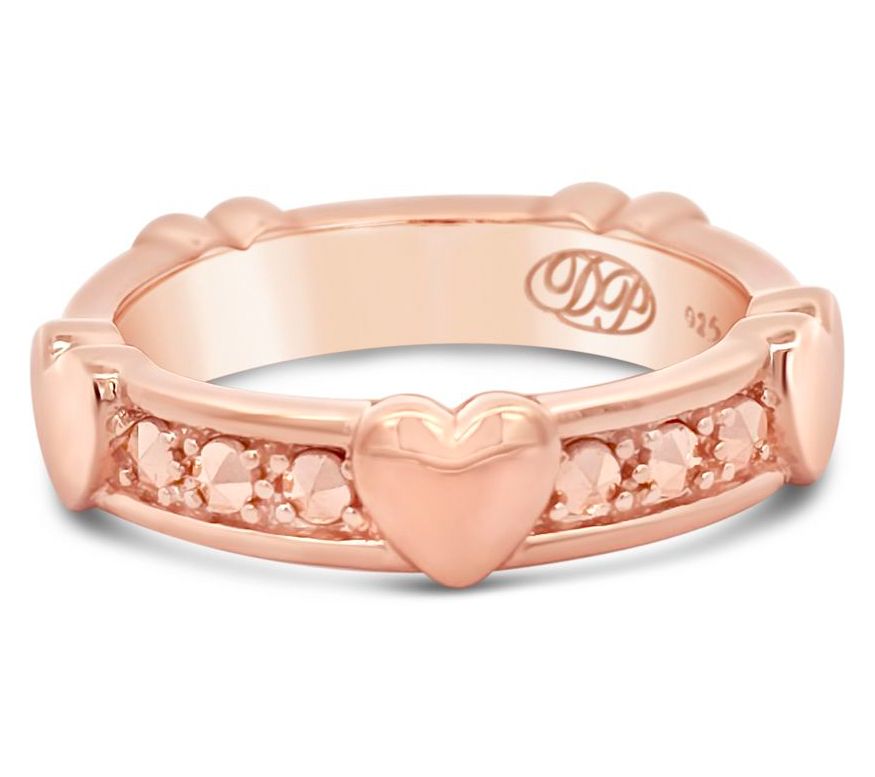 Dallas Prince 14K Gold Clad Marcasite Unity Hearts Ring