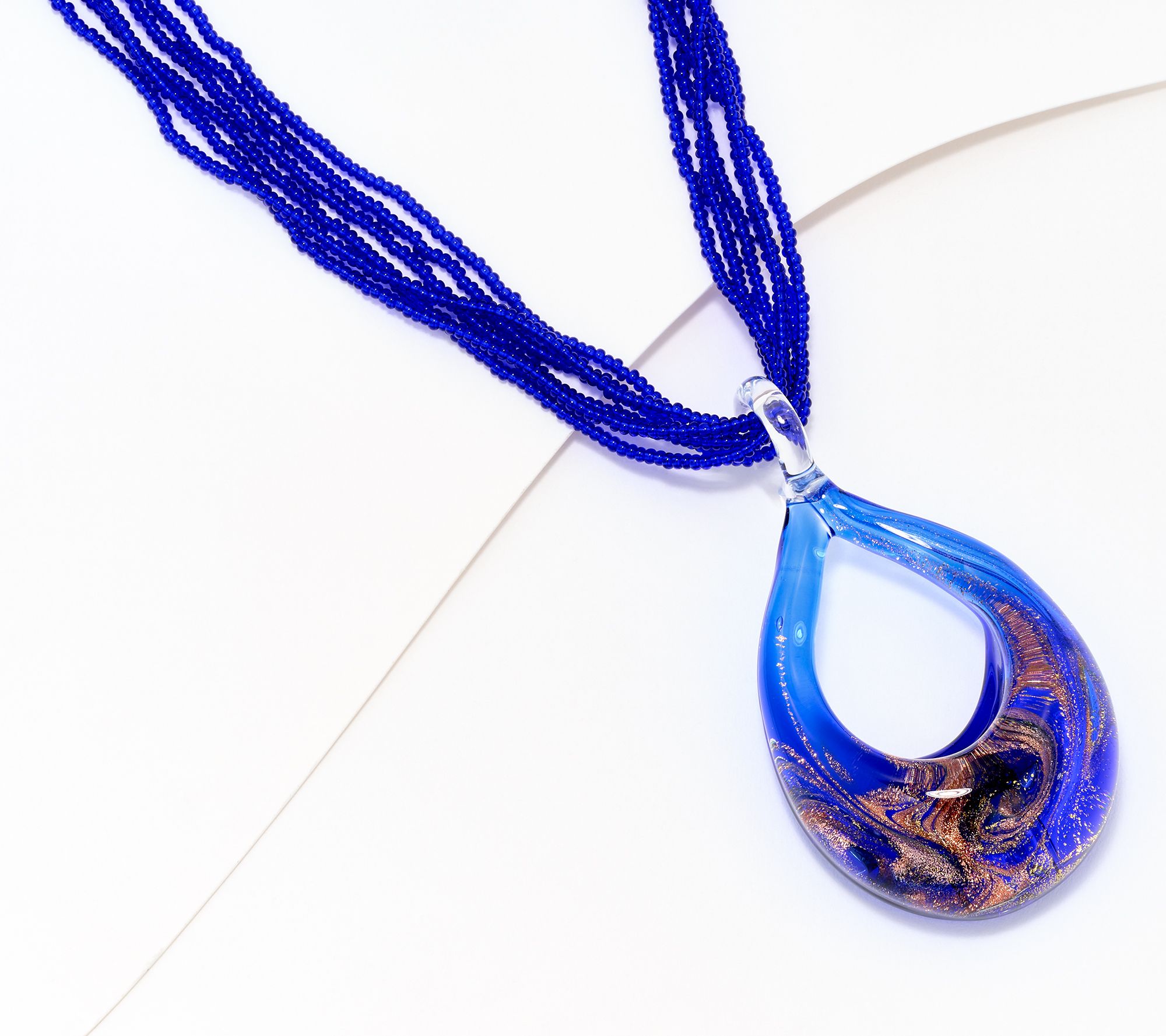 "As Is" David Markstein Murano Glass Pendant w/Multi Strand Necklace