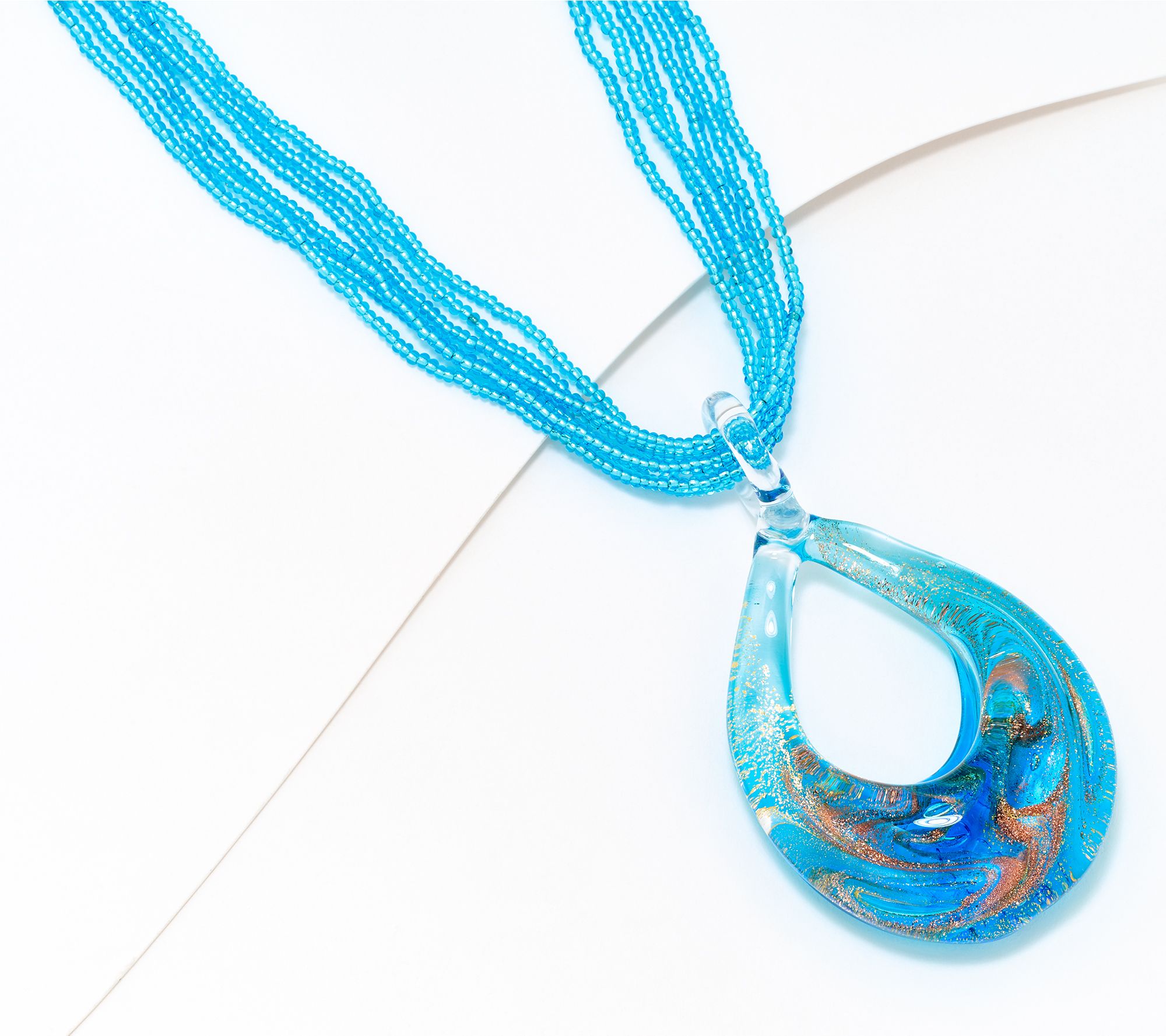 "As Is" David Markstein Murano Glass Pendant w/Multi Strand Necklace