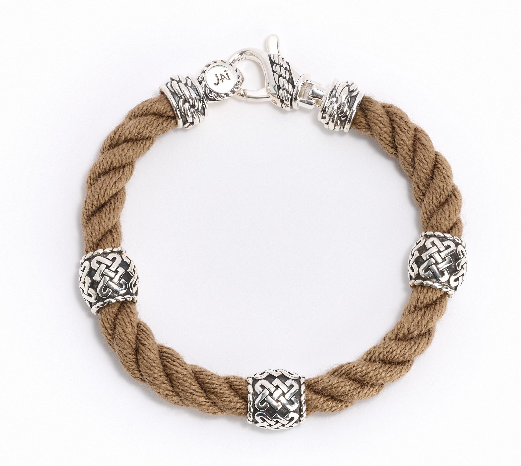 JAI Ireland Sterling Silver Sailors Knot Station Cara Rope Bracelet
