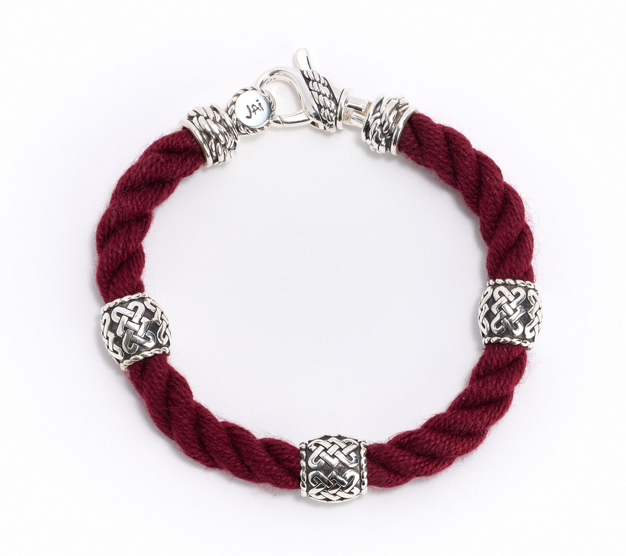 JAI Ireland Sterling Silver Sailors Knot Station Cara Rope Bracelet