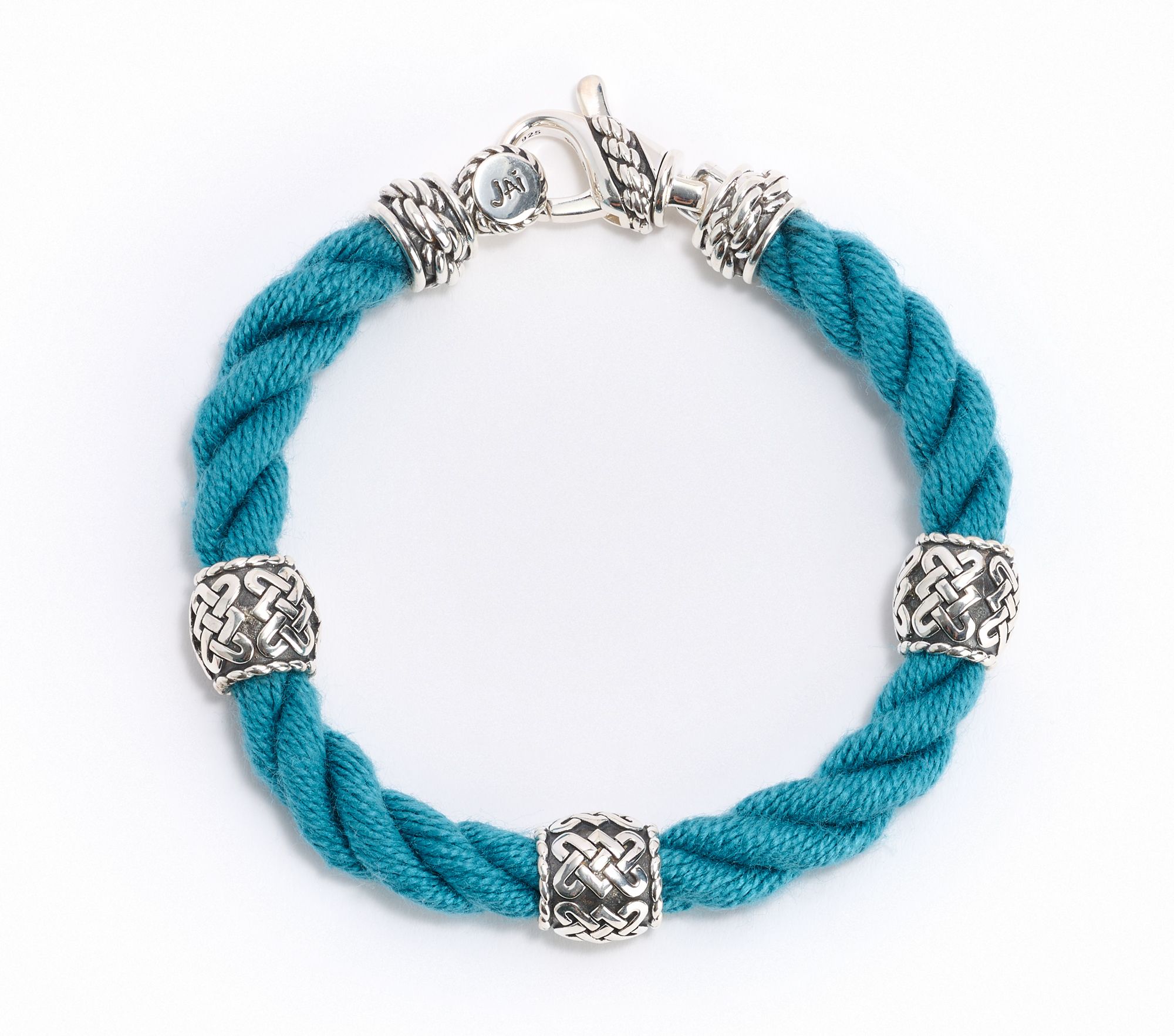 JAI Ireland Sterling Silver Sailors Knot Station Cara Rope Bracelet