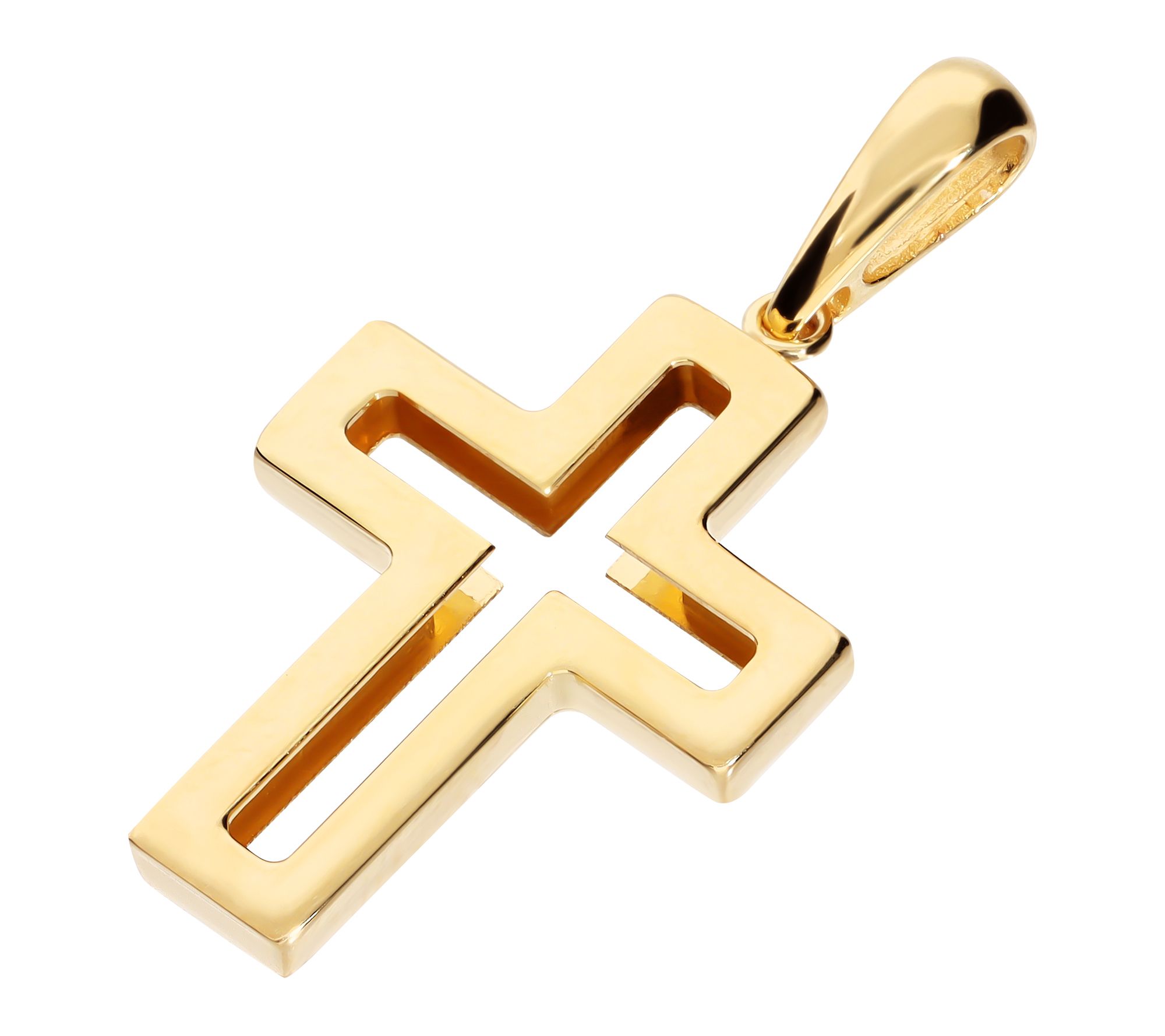 Italian Gold Polished Cross Pendant, 14K