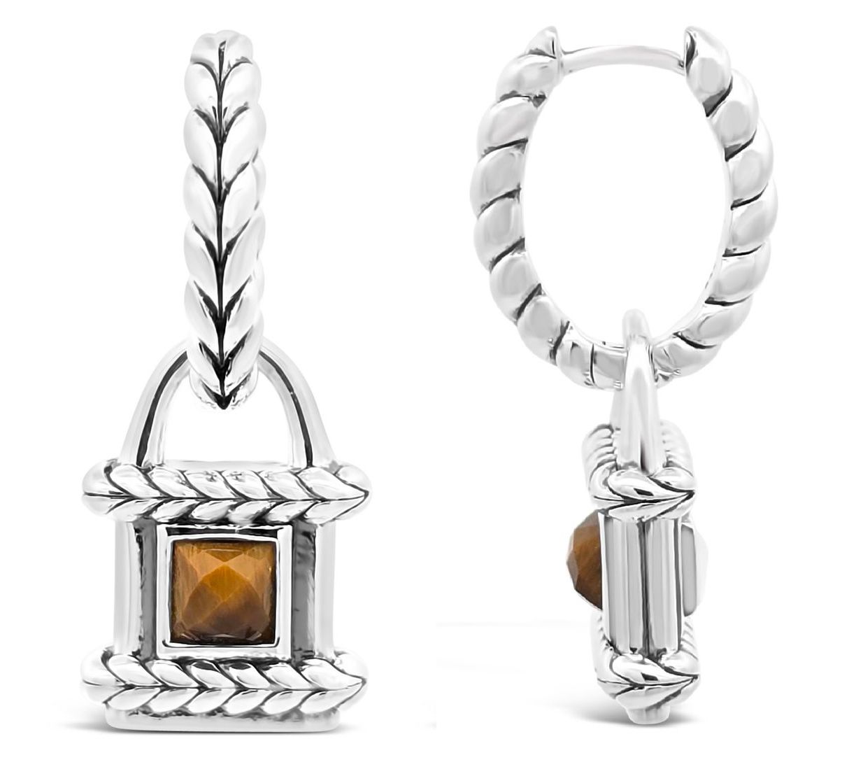 Tiffany Kay Studio Sterling Silver Tiger's EyeLocket Earrings