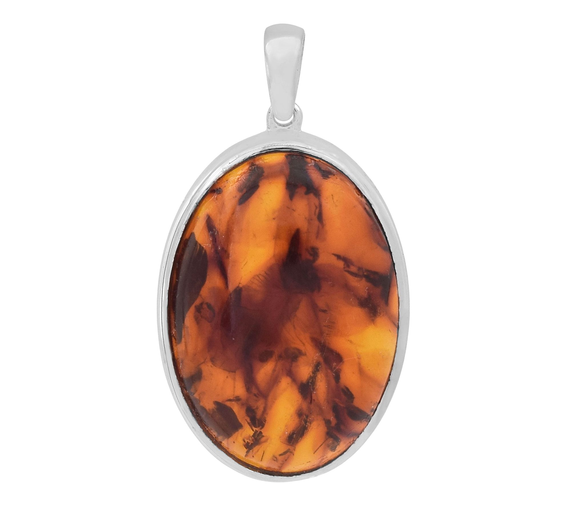 Affinity Gems Amber Solitaire Pendant, SterlingSilver
