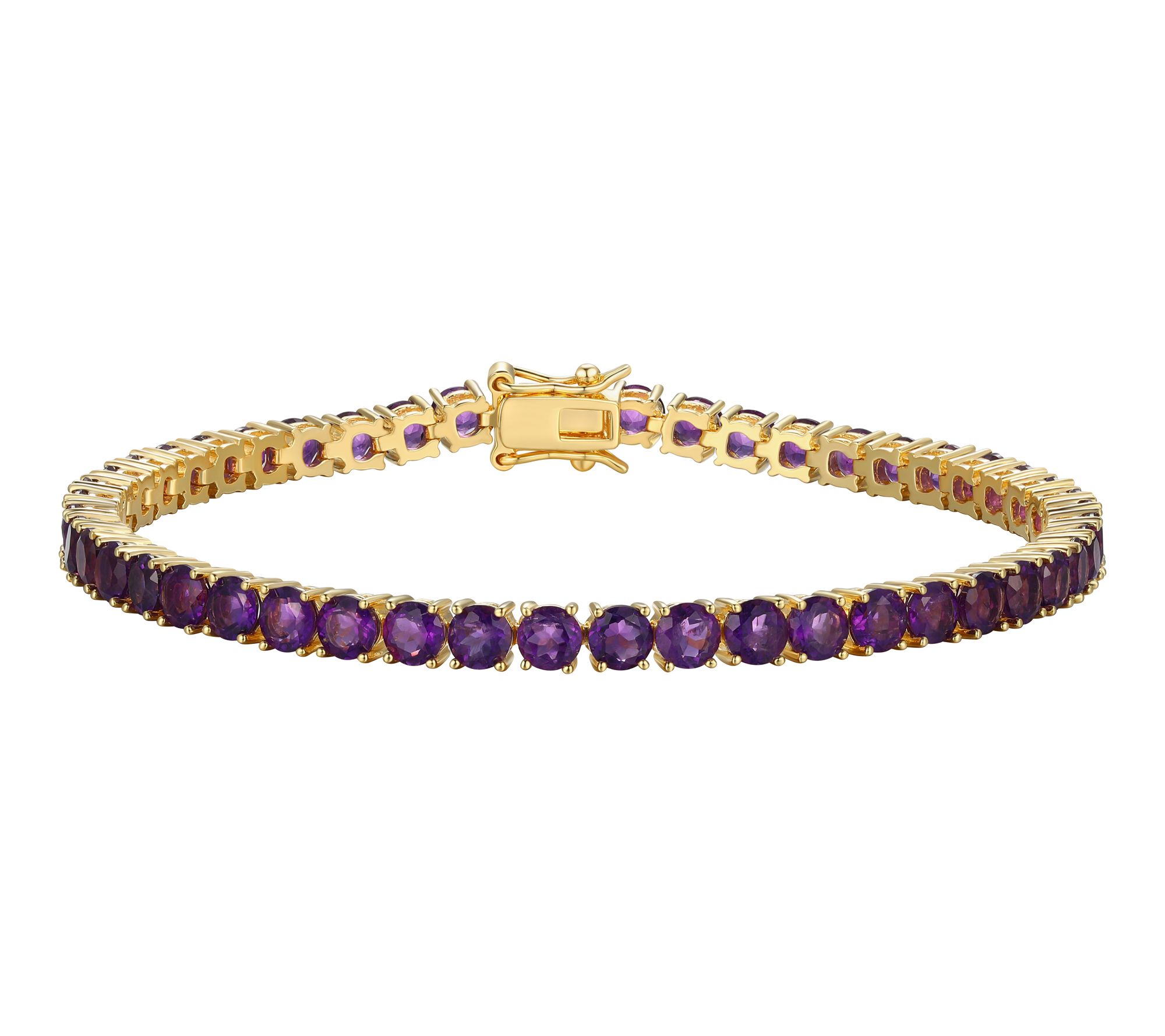 Affinity Gems Amethyst Tennis Bracelet, 18K Gold Plated