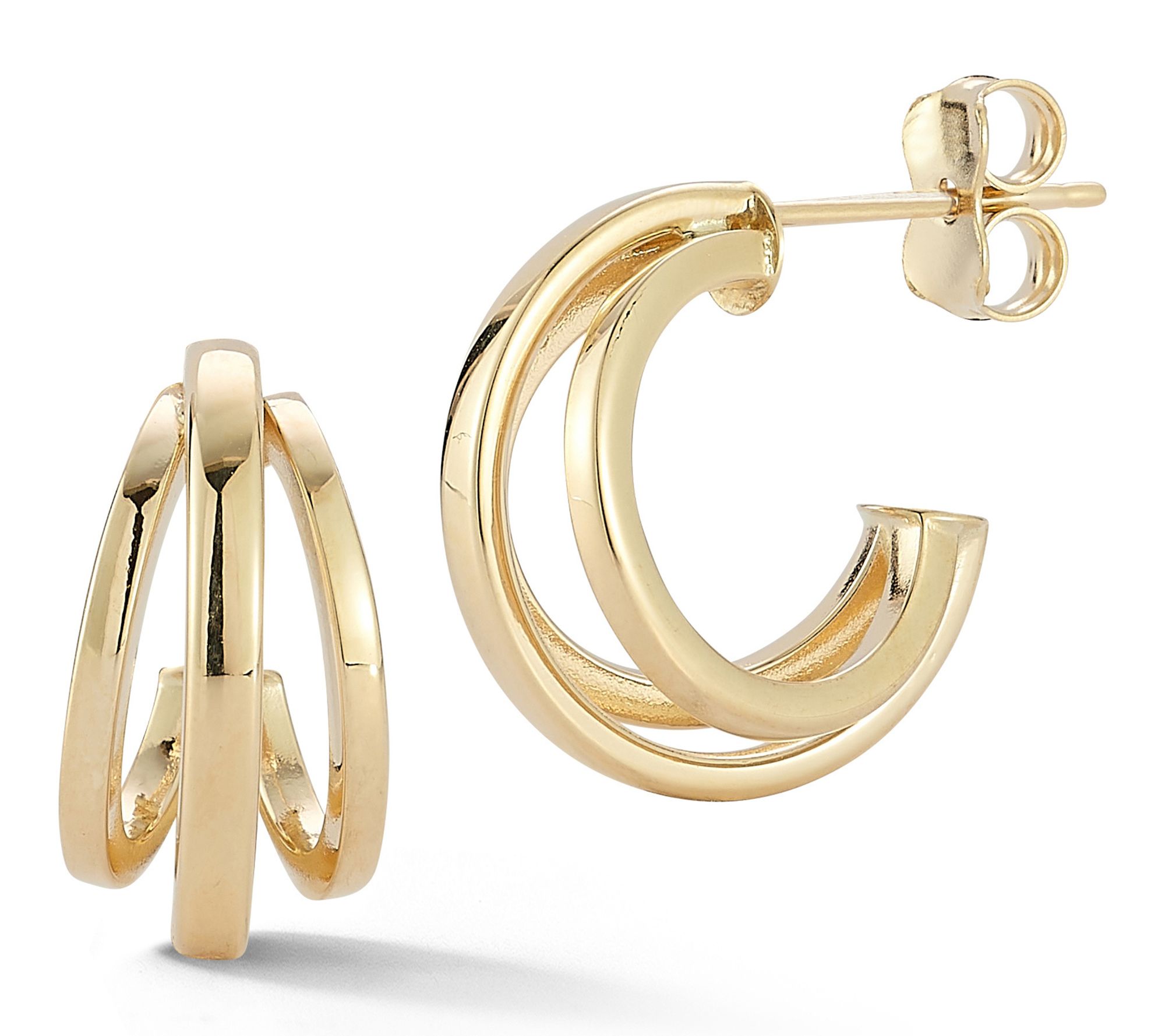 Luminosa Gold Polished Triple Hoop Earrings, 14K