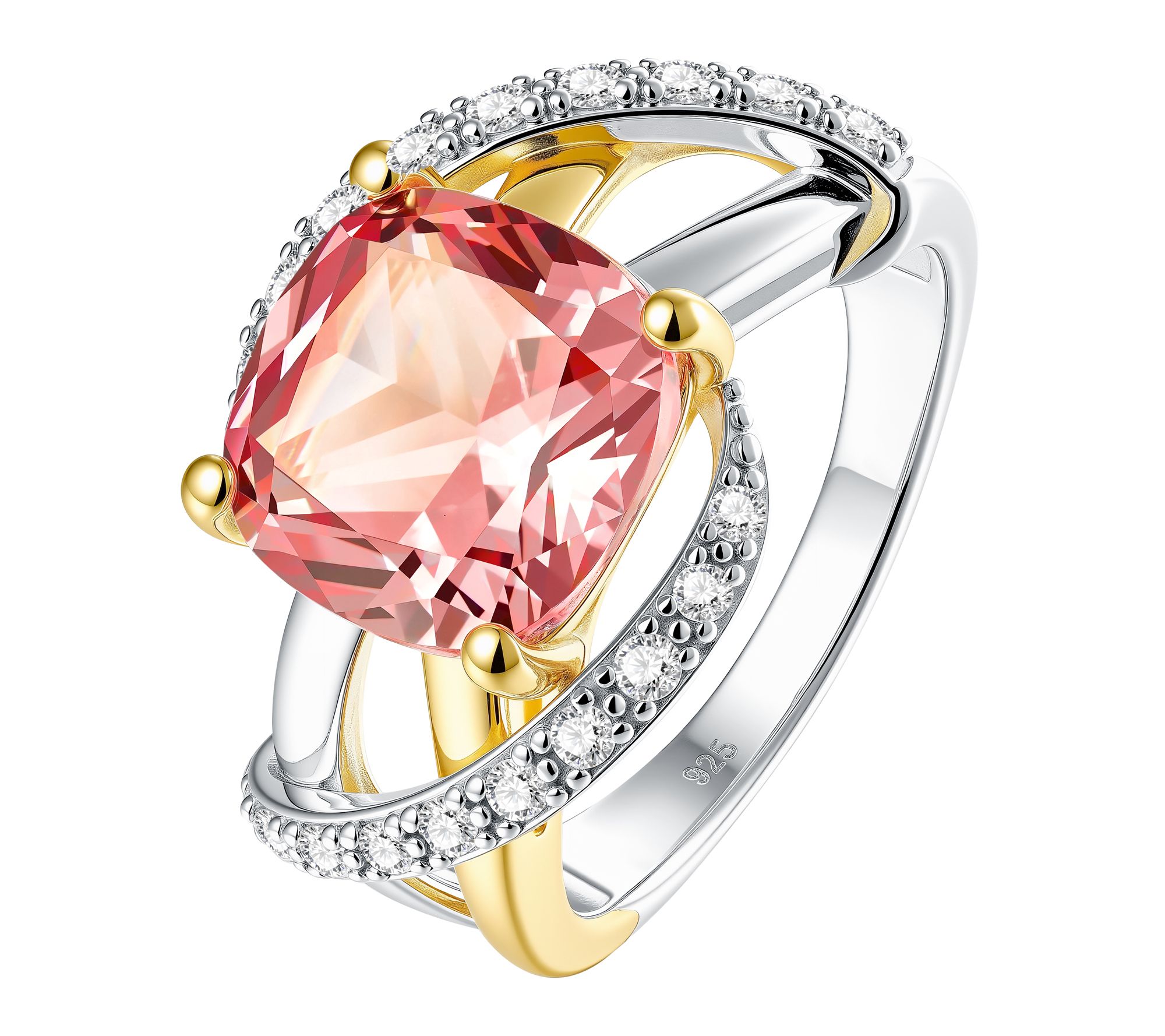  Fire Light Grown Diamond & Padparascha SapphireRing, Sterling