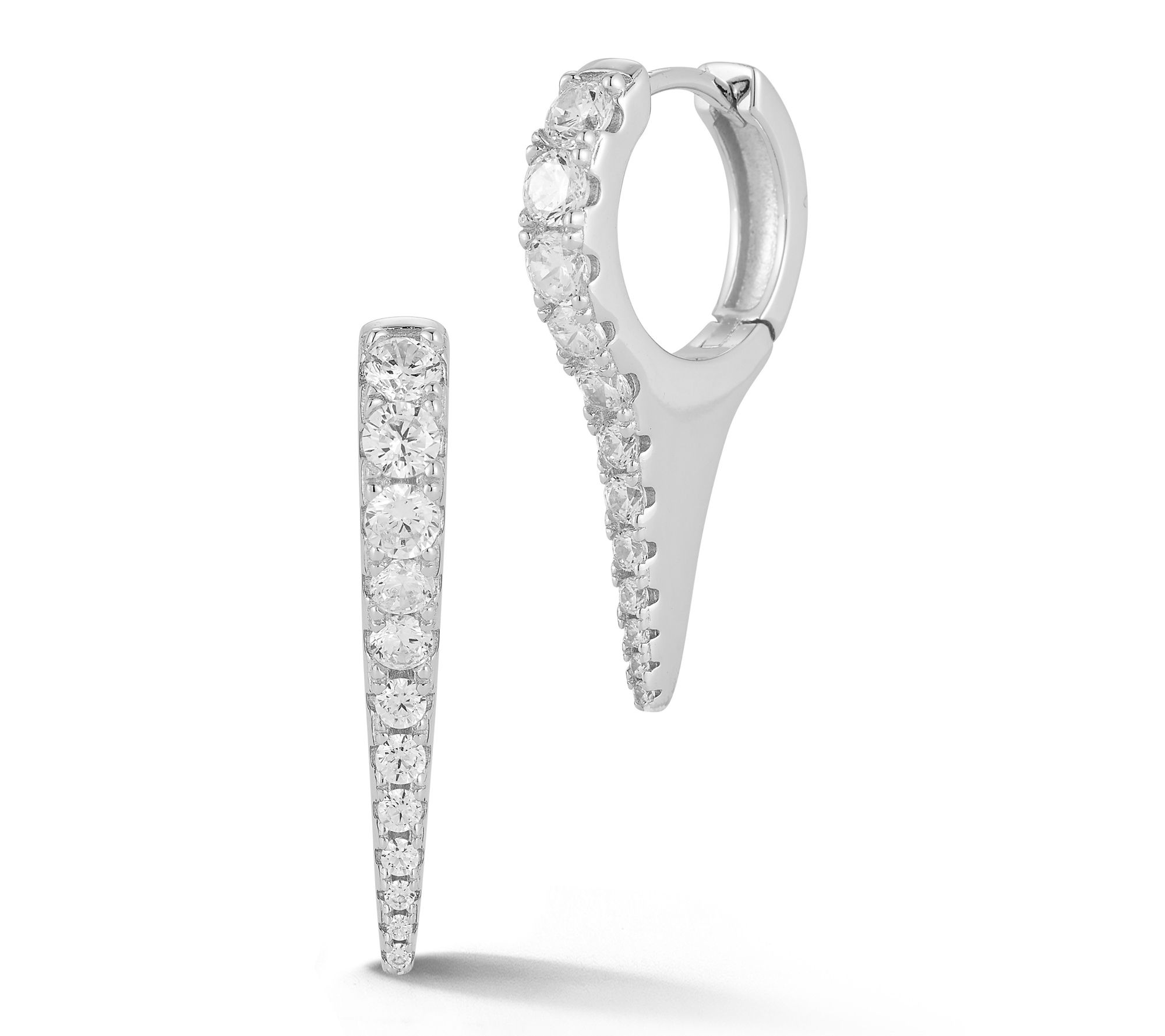 Sterlina Silver Pave Graduated Drop Hoop Earrings, Sterling