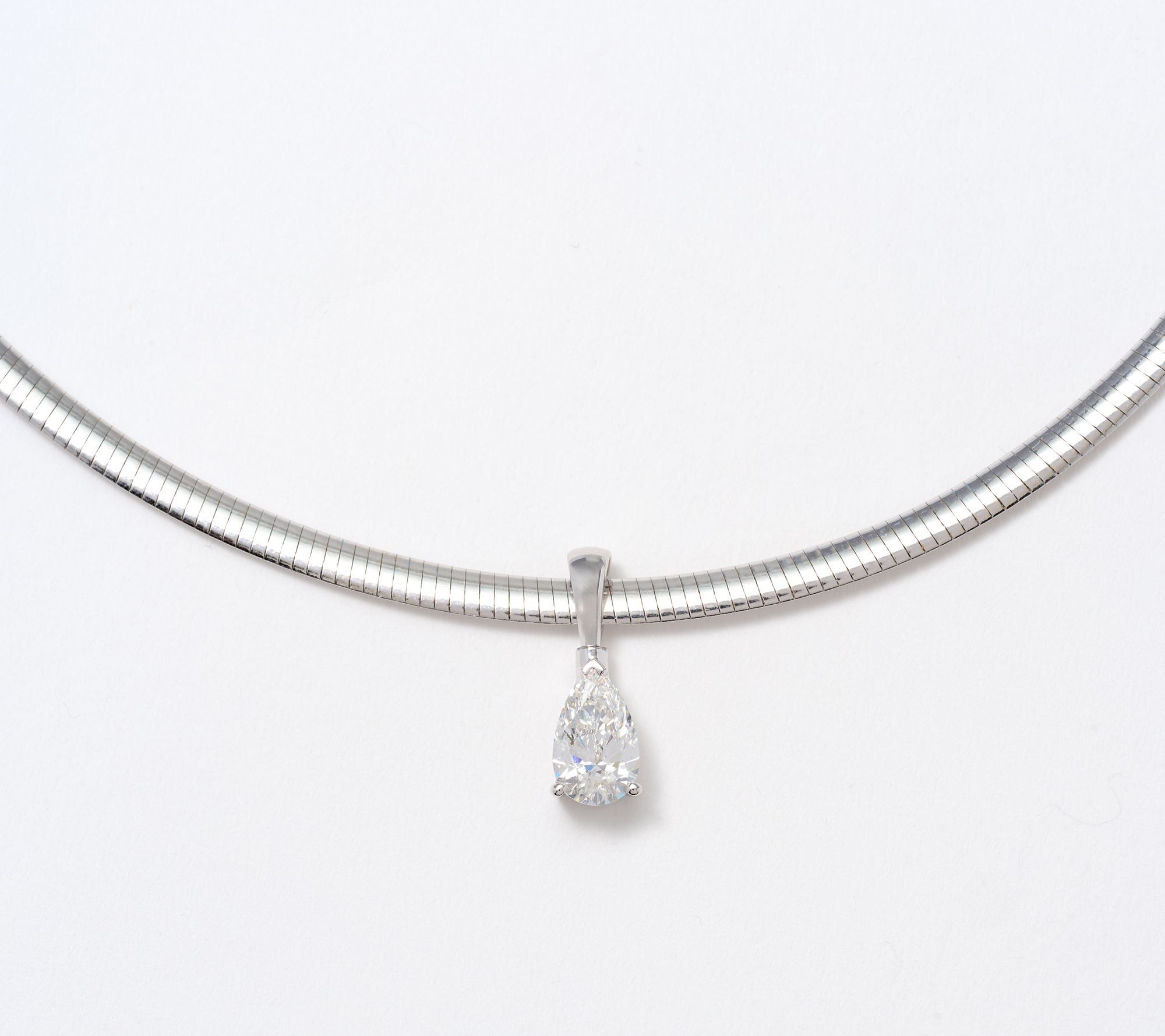Fire Light Lab Grown Diamond 1.00 cttw Pear Omega Necklace