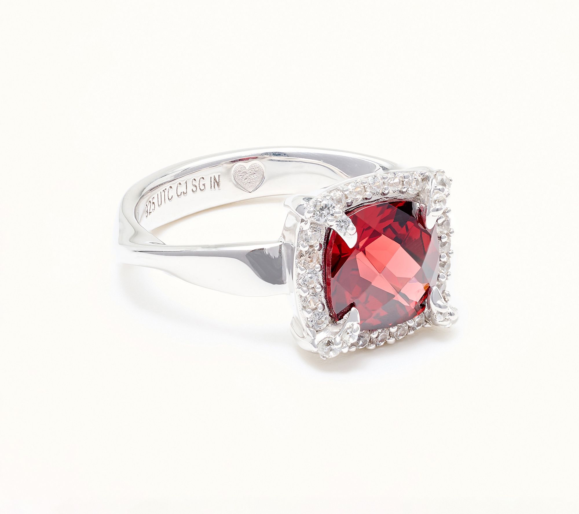 Christian James by Scott Grimes Sterling Silver Cushion Halo Gemstone Ring