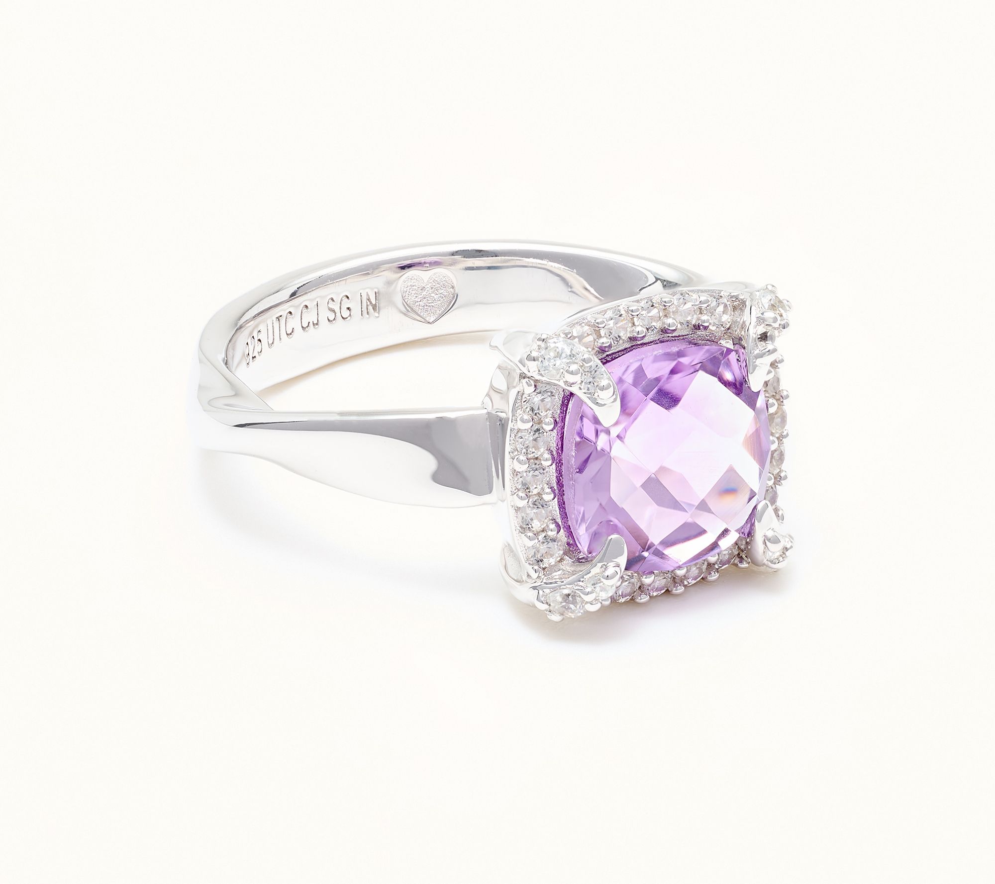 Christian James by Scott Grimes Sterling Silver Cushion Halo Gemstone Ring