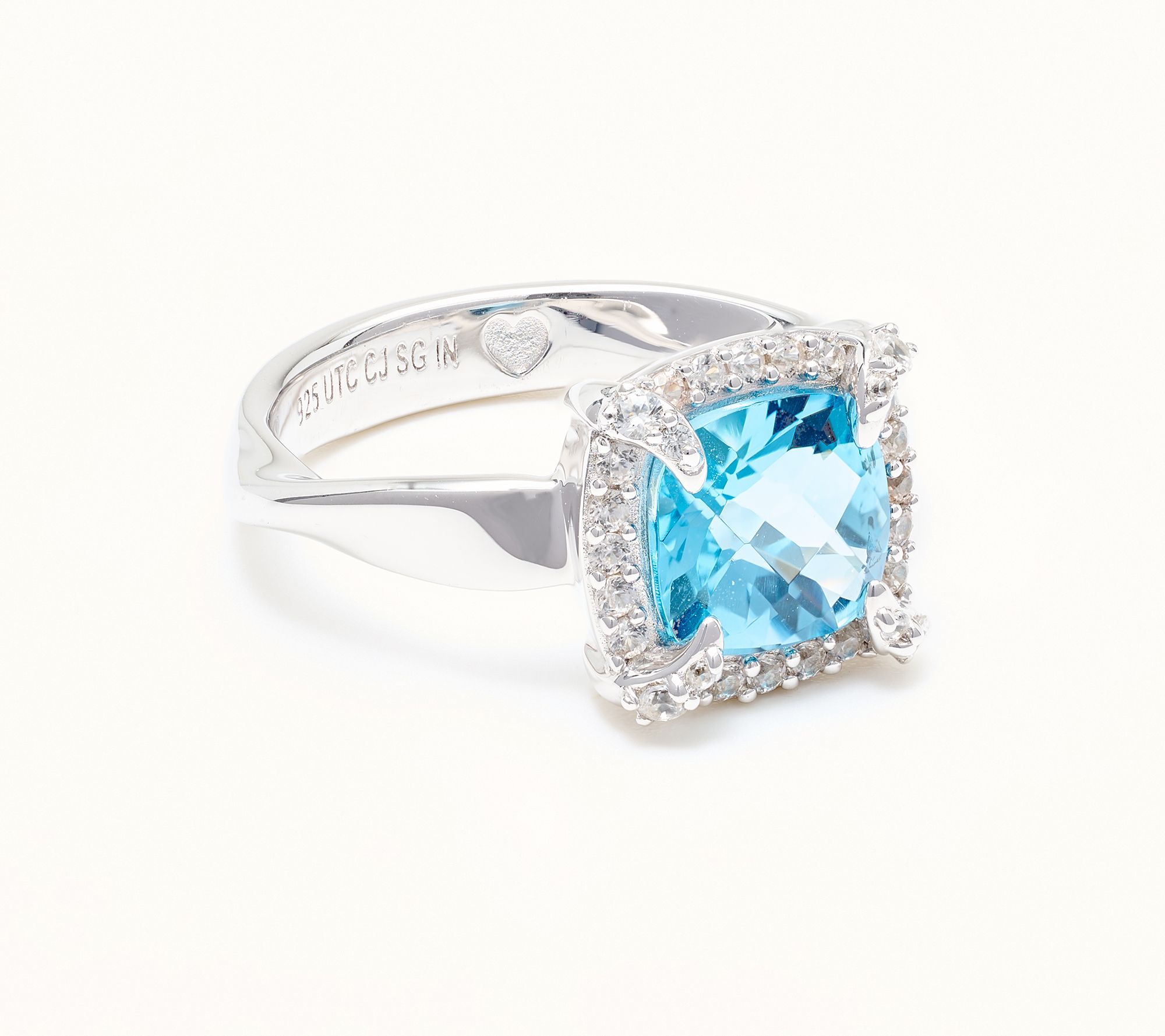 Christian James by Scott Grimes Sterling Silver Cushion Halo Gemstone Ring