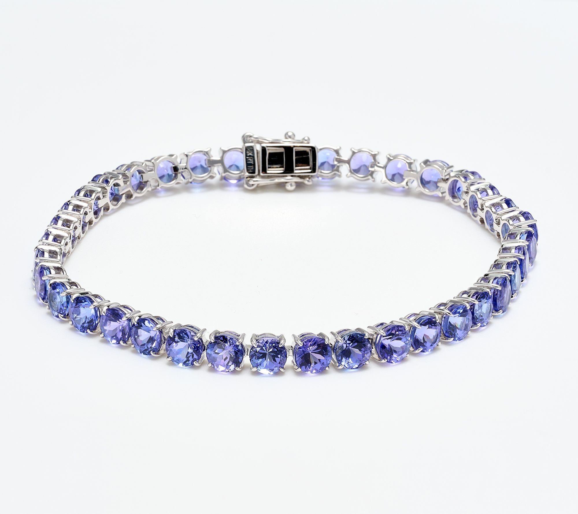 Pure Tanzanite by Jeff Moseley Round 10 cttw Line Bracelet, 18K Gold