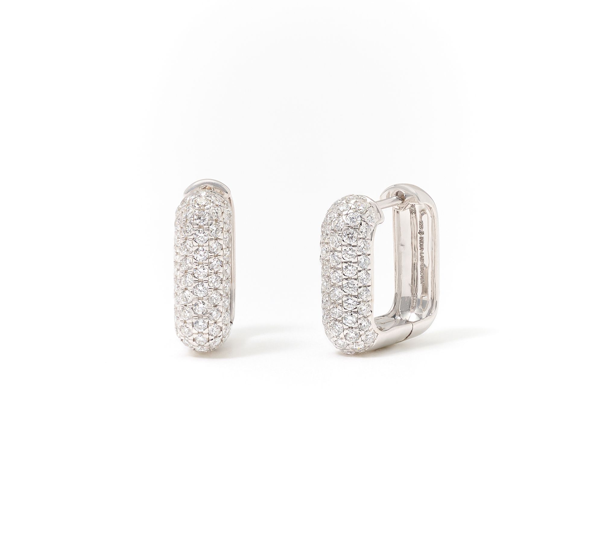 Fire Light Lab Grown Diamonds 1 cttw Square Huggie Hoops, Sterling