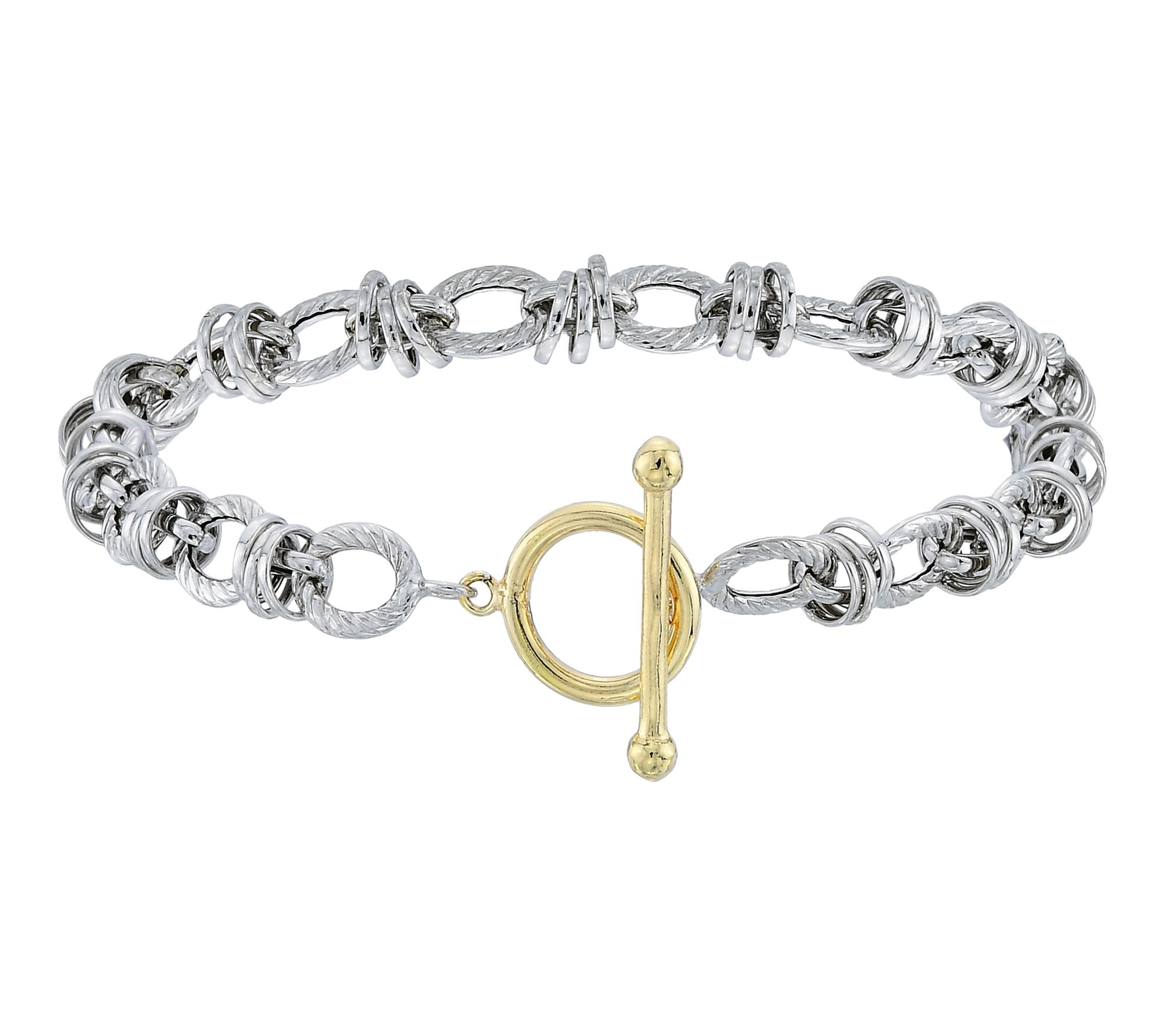 Silver Style Two-Tone Status Link Toggle Bracelet, Sterling