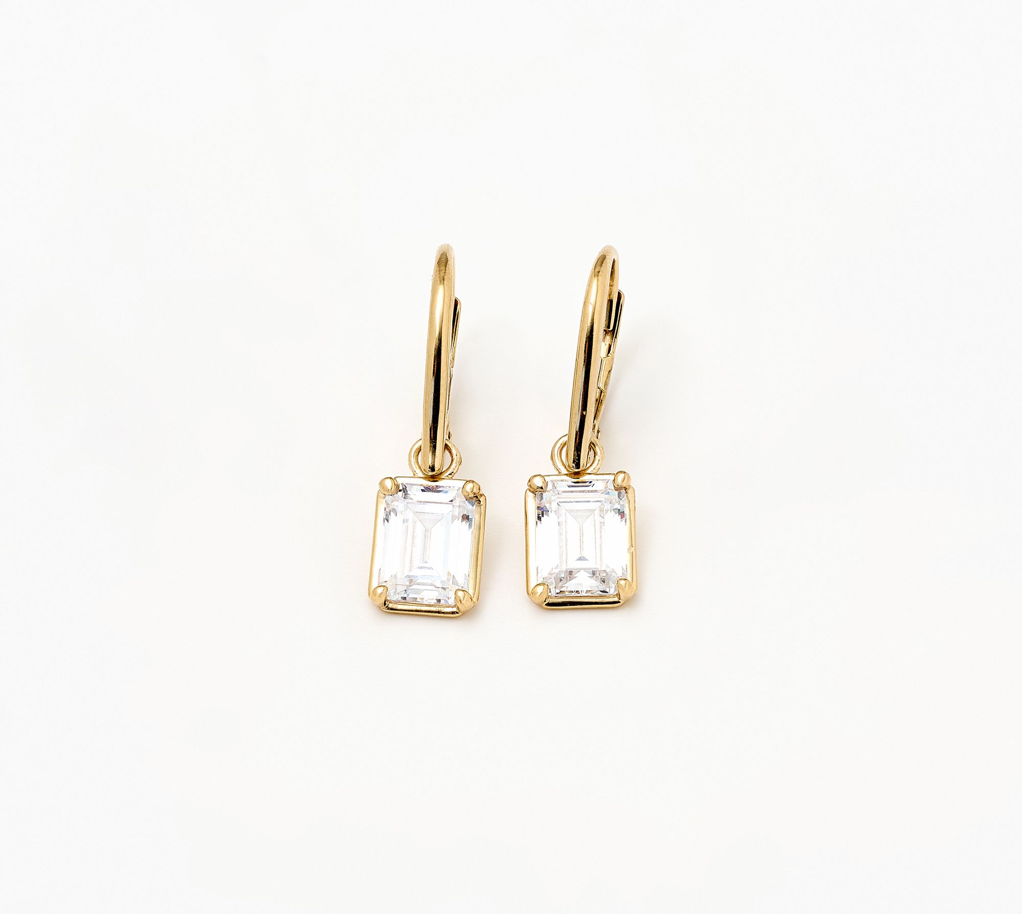 Diamonique x Lulu Frost Emerald Bezel Leverback Earrings, Sterl