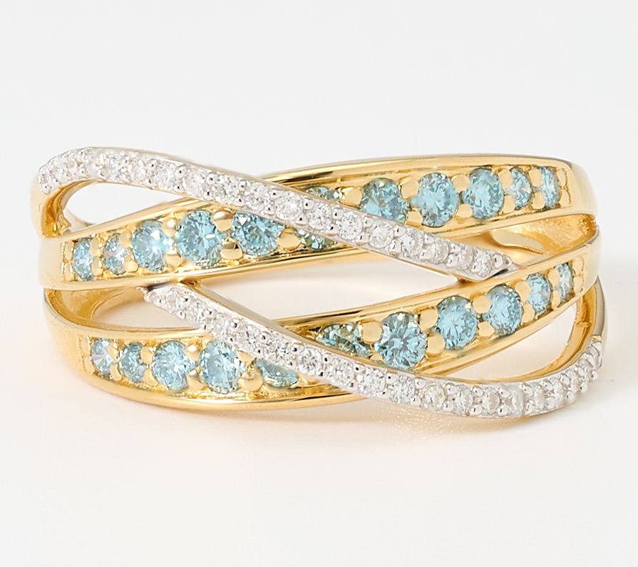 Fire Light Lab Grown Diamonds 0.70 cttw Blue Criss Cross Ring, Sterling