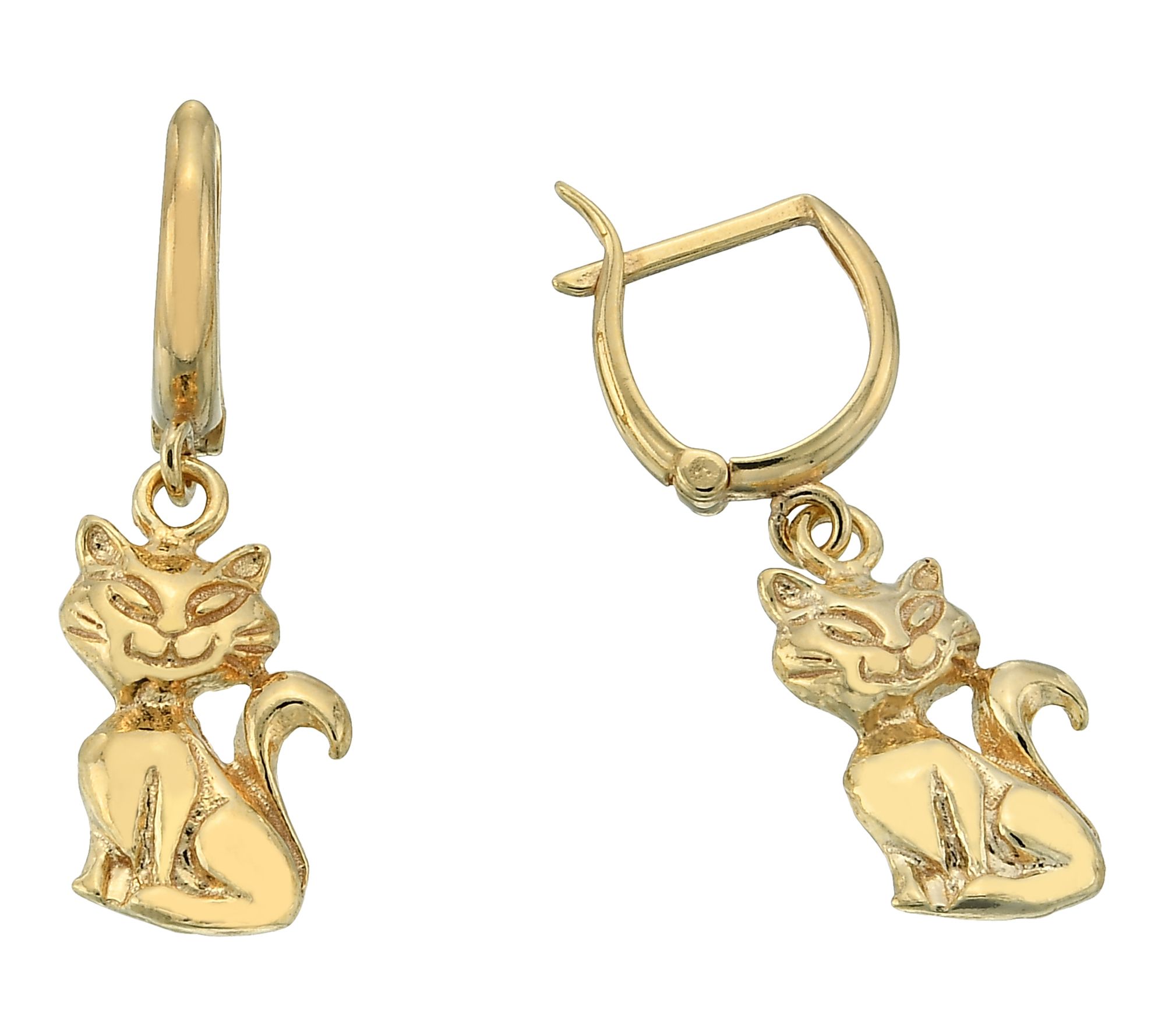Silver Style Ca t Design Hoop E arrings, Sterli ng Silver
