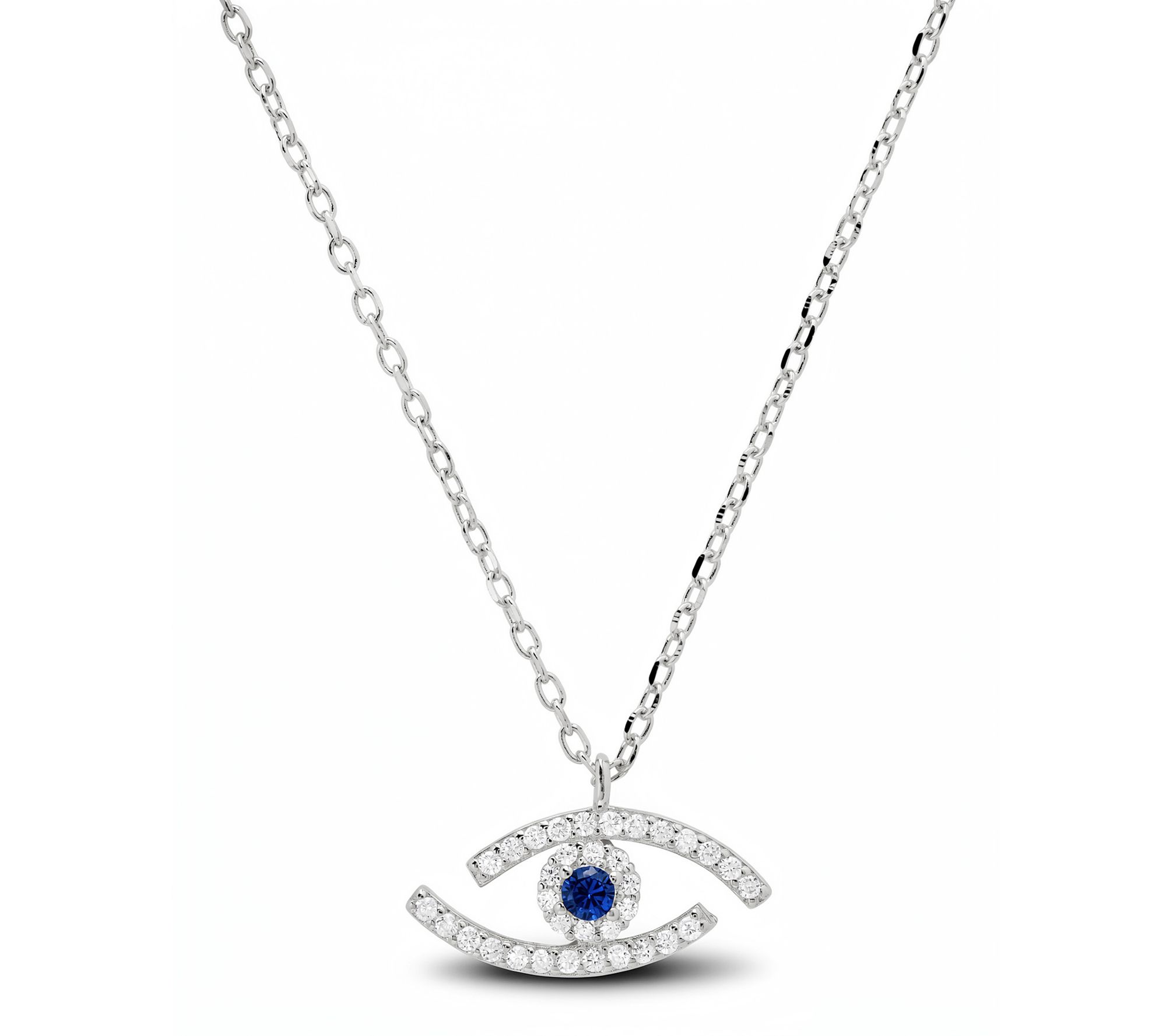 Diamonique Abstract Evil Eye Necklace, Sterling Silver