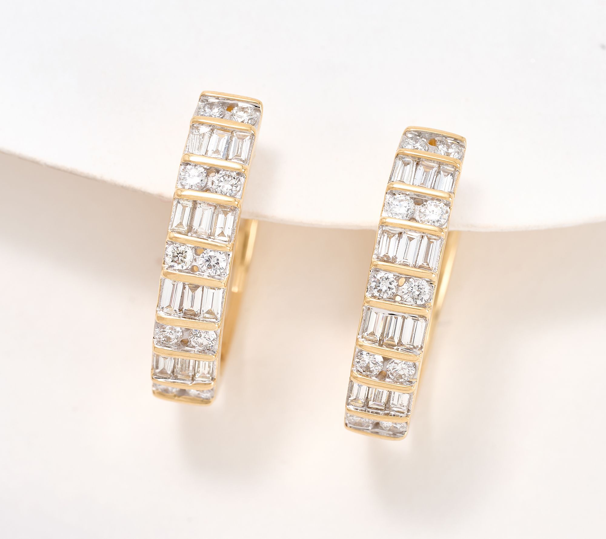 "As Is" Affinity Diamonds Baguette Round Earrings, 14K
