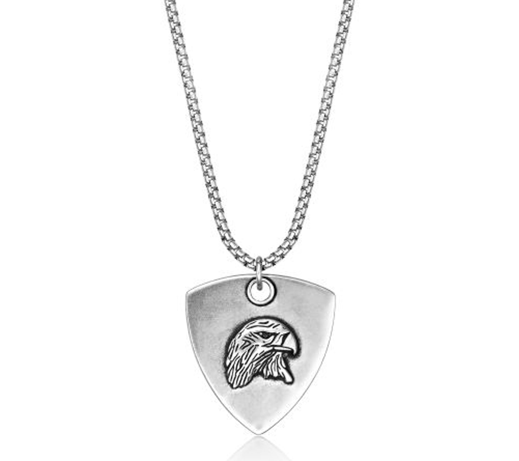 LYNX Men's Sterling Black Spinel Guitar Pick Pendant w/ Chain