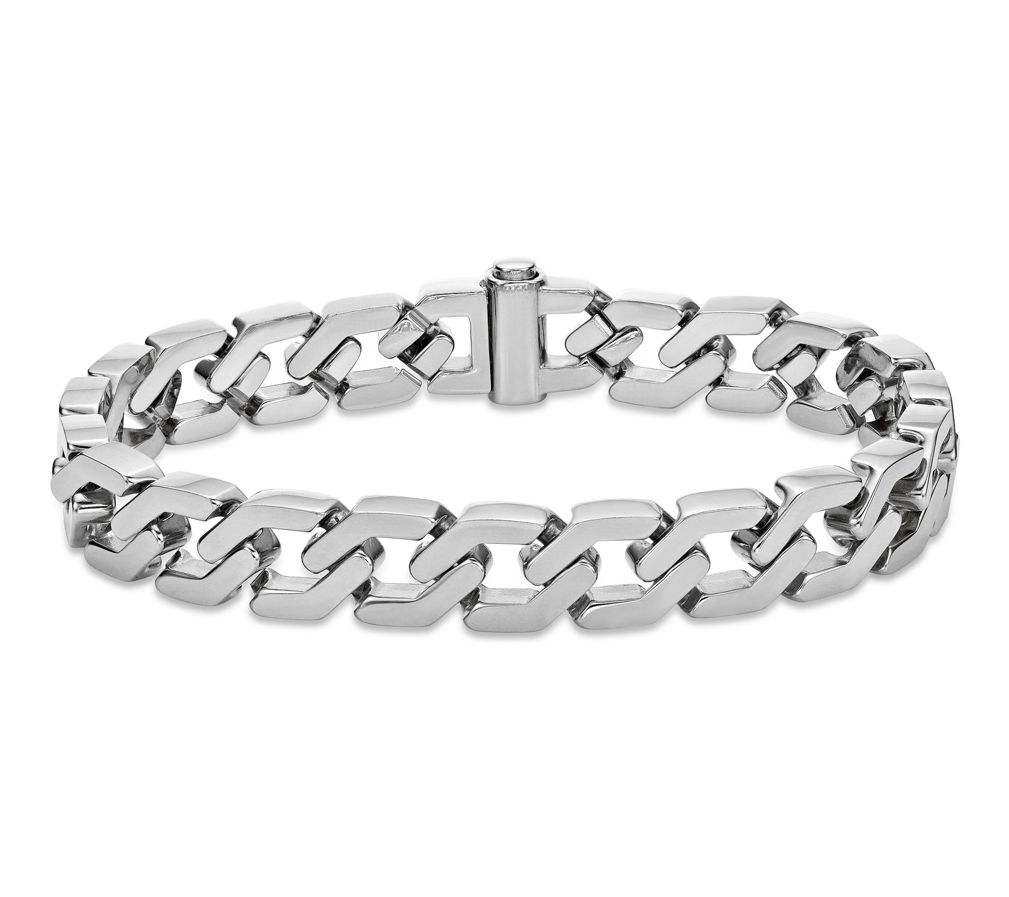 LYNX Men's Stainless Steel Hexagon Curb Link Bracelet