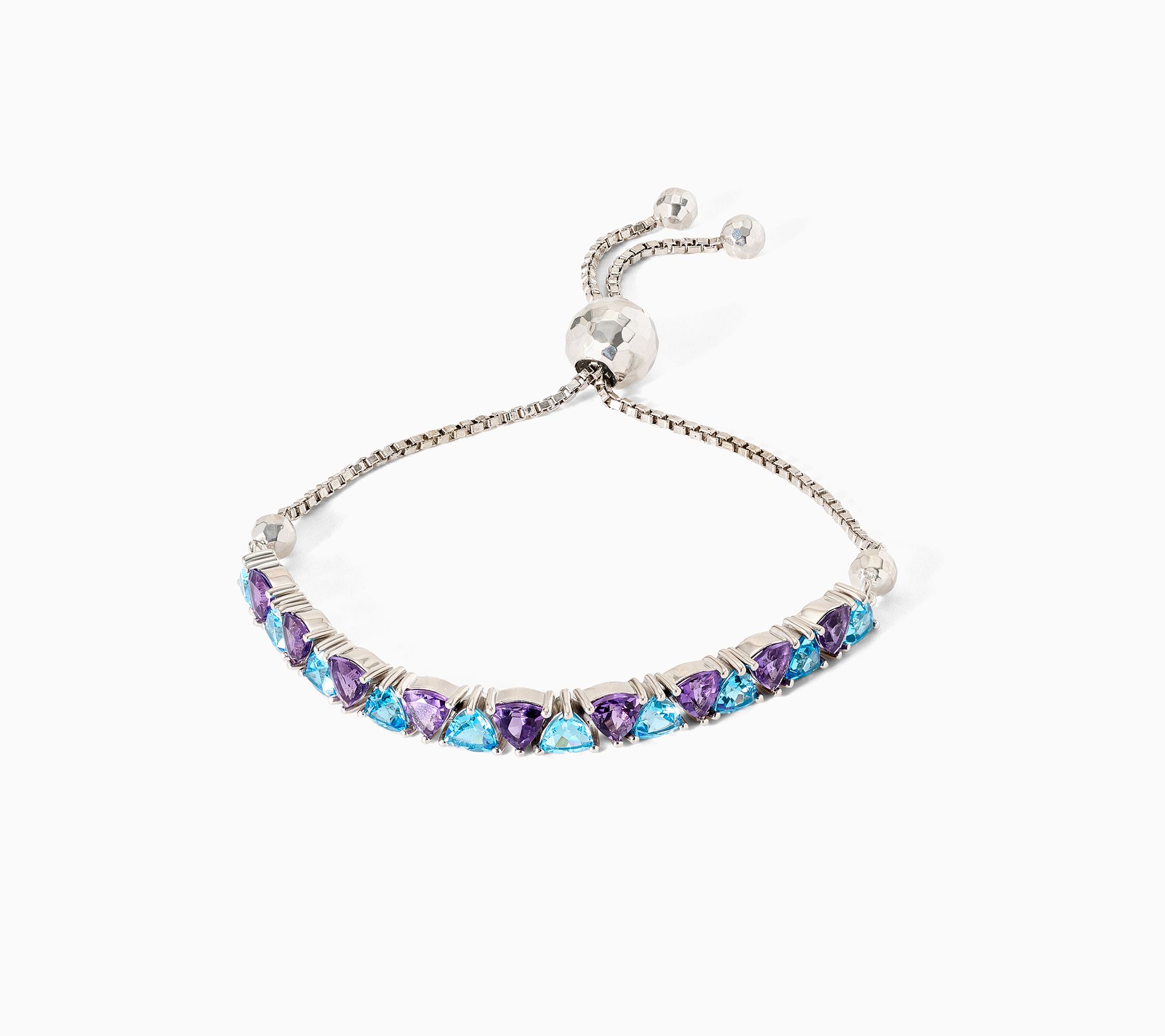 Affinity Gems Alternating Gem Bolo Bracelet, Sterling
