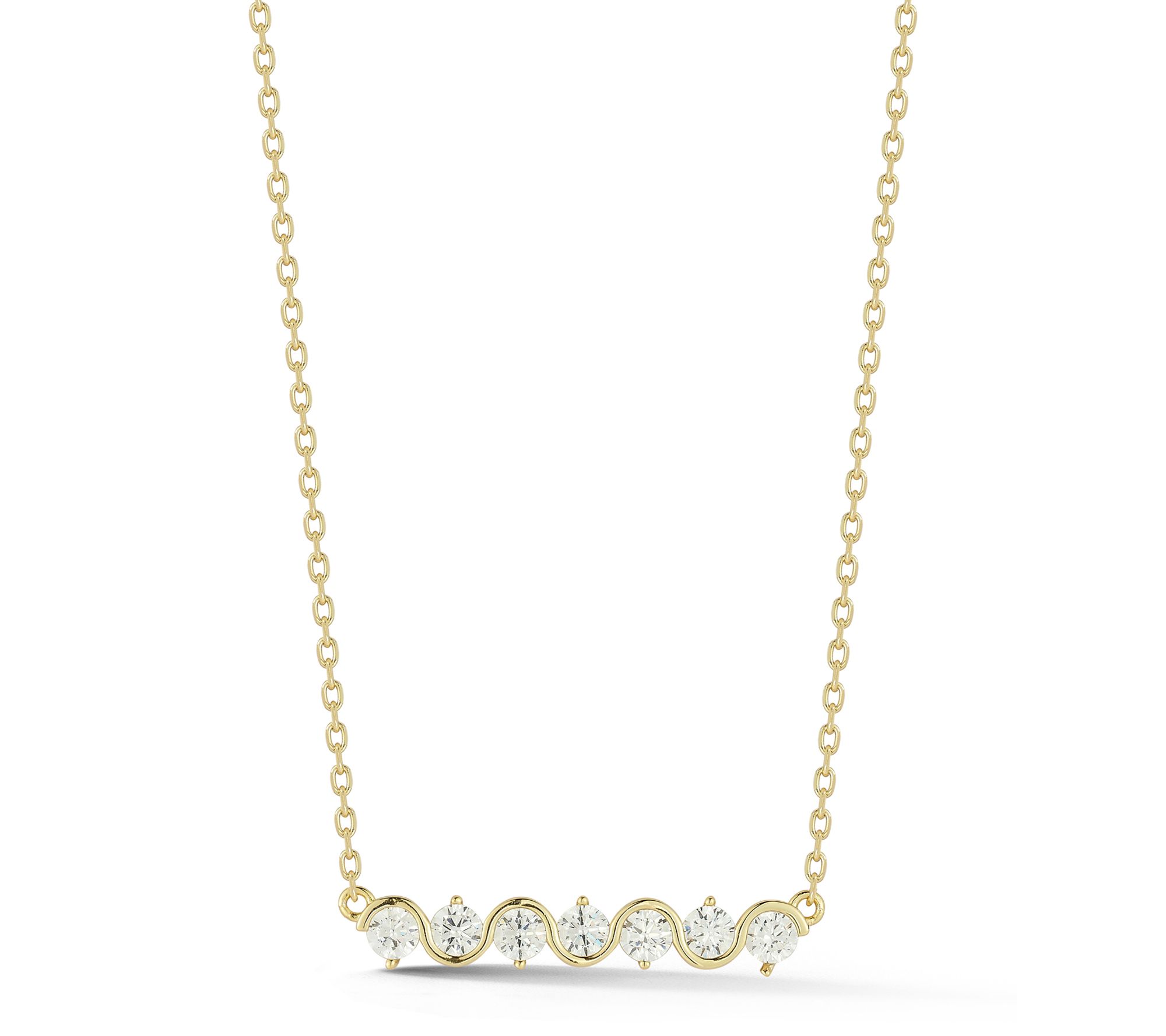 Sterlina Silver Half Bezel Bar Pendant w/ Chain, Sterling