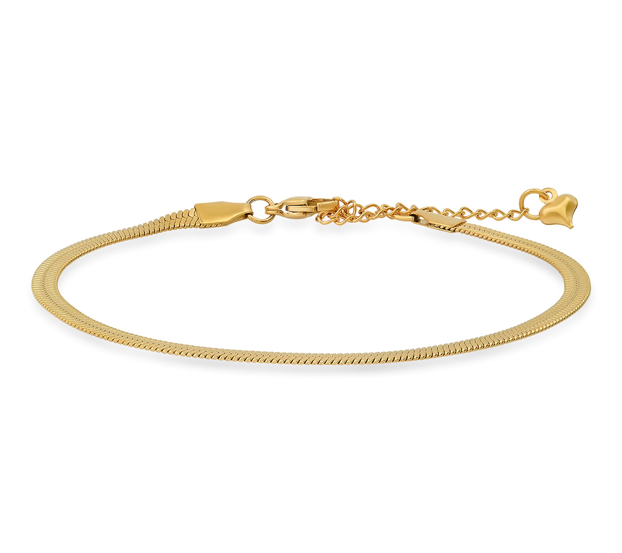 Steel by Design Goldtone Herringbone Chain Ankle Bracelet