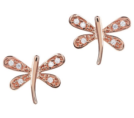 Diamonique Polished Dragonfly Earrings, Sterling