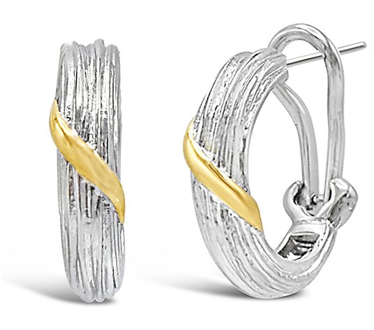 Ariva 3/4" Sterling Silver & 14K Gold Clad Ho op Earrings