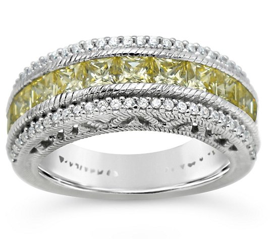 JUDITH Classic Sterling 2.00 cttw Canary Diamonique Band Ring