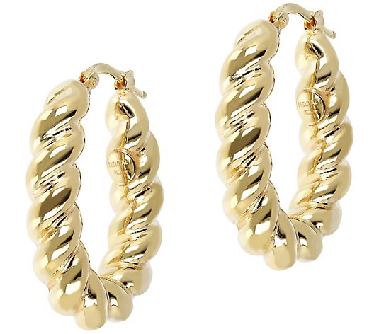 Italian Gold Polished Twisted Bold Hoop Earrings, 14K