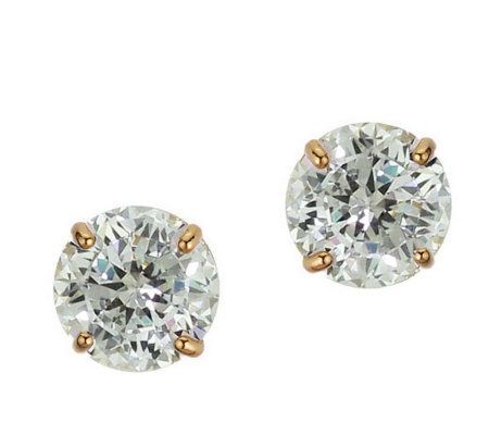 Diamonique 1.50 ct tw 100-Facet Stud Earrings,1 4K Gold
