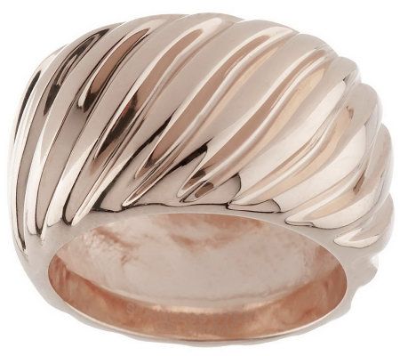 Steel by Design Ribbed Design Band Ring - QVC.com