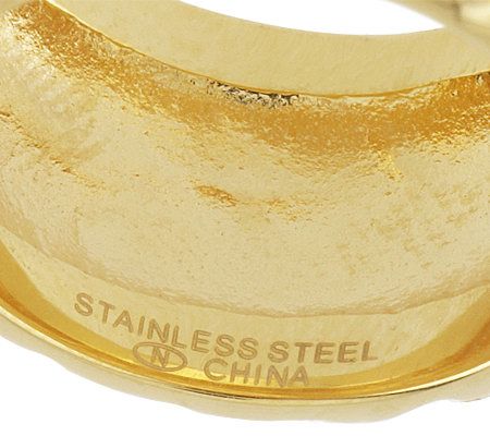 Steel by Design Ribbed Design Band Ring - QVC.com
