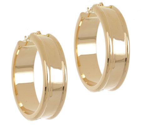 EternaGold Bold Cigar Band Hoop Earrings 14K Gold - Page 1 — QVC.com