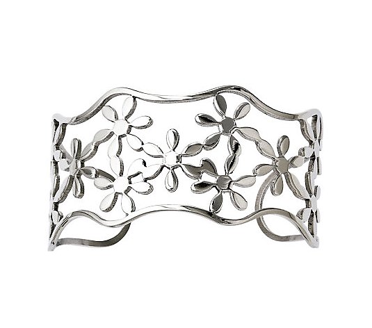 Stainless Steel Cutout Floral Cuff