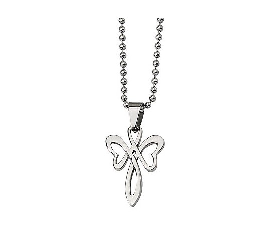 Stainless Steel Polished Cross Pendant w/ 22" Chain