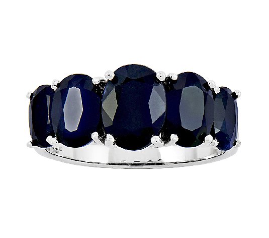 Sterling 4.60 ct tw Oval Sapphire 5-Stone Ring