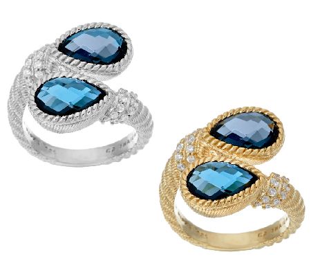 Judith Ripka Sterling or 14K Clad 3.90 cttw London Blue Topaz Ring ...