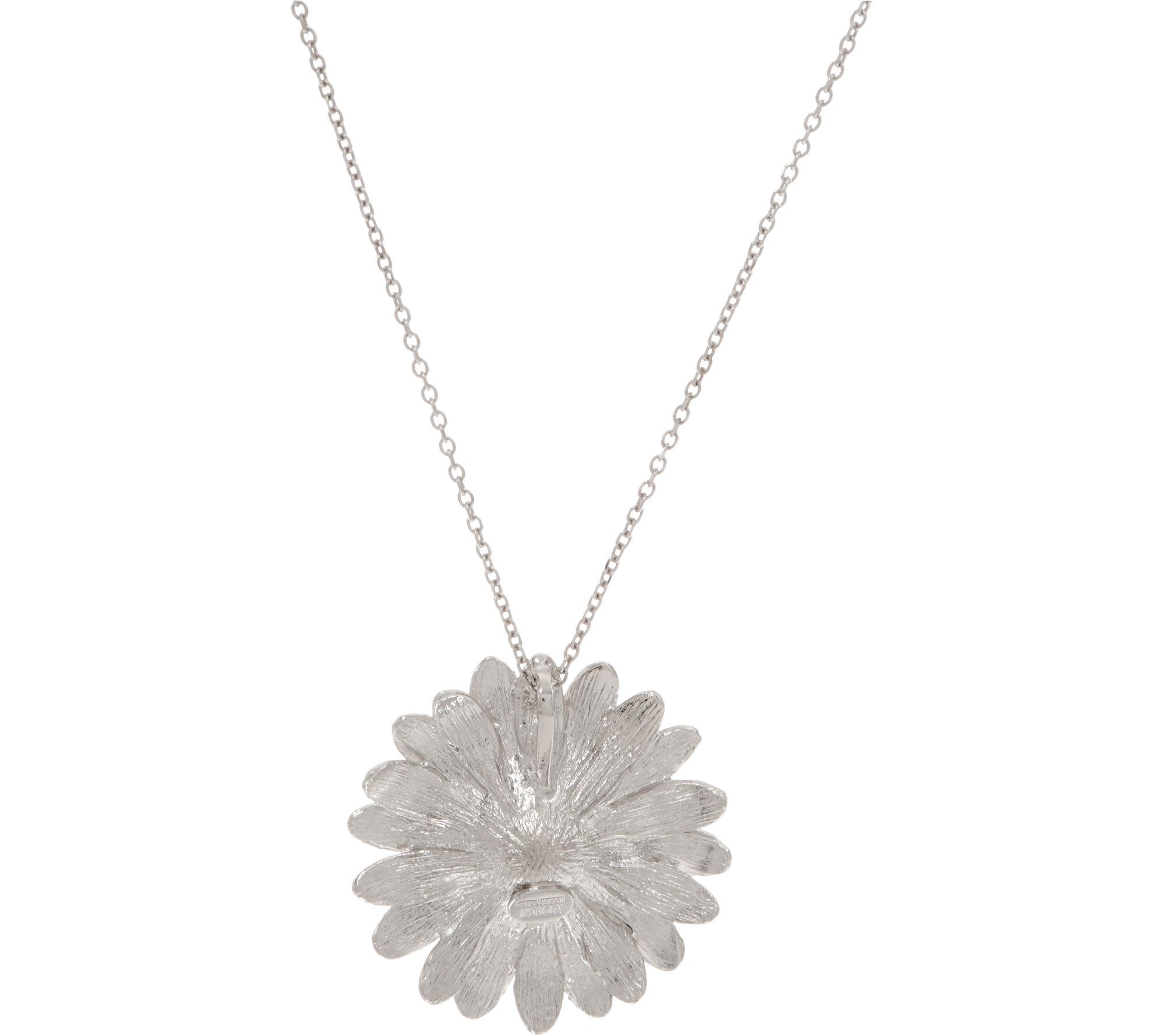 Italian Silver Sterling Flower Pendant w/ 18