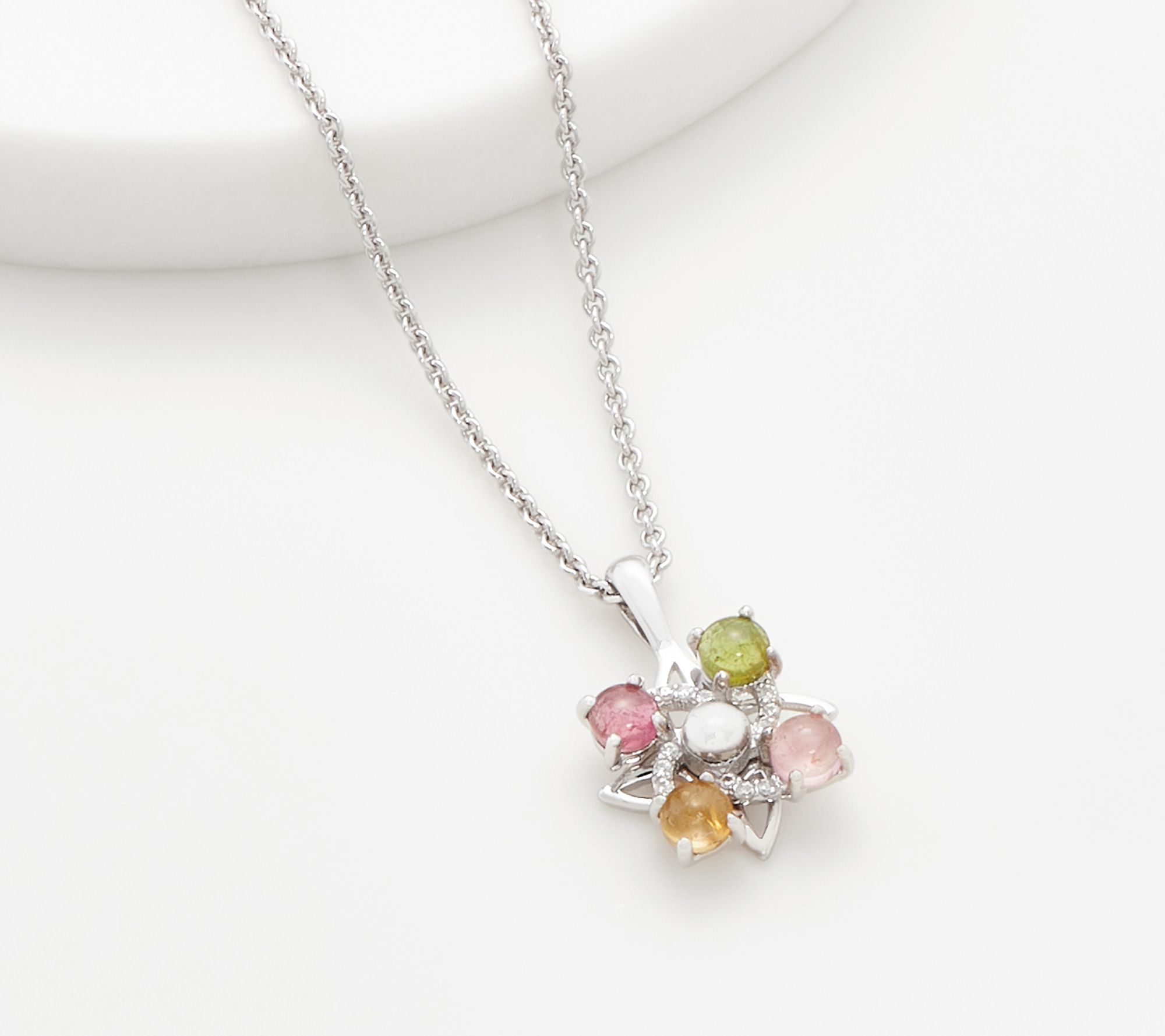 Sterling Silver Multi- Tourmaline Spinner Ring or Necklace - QVC.com