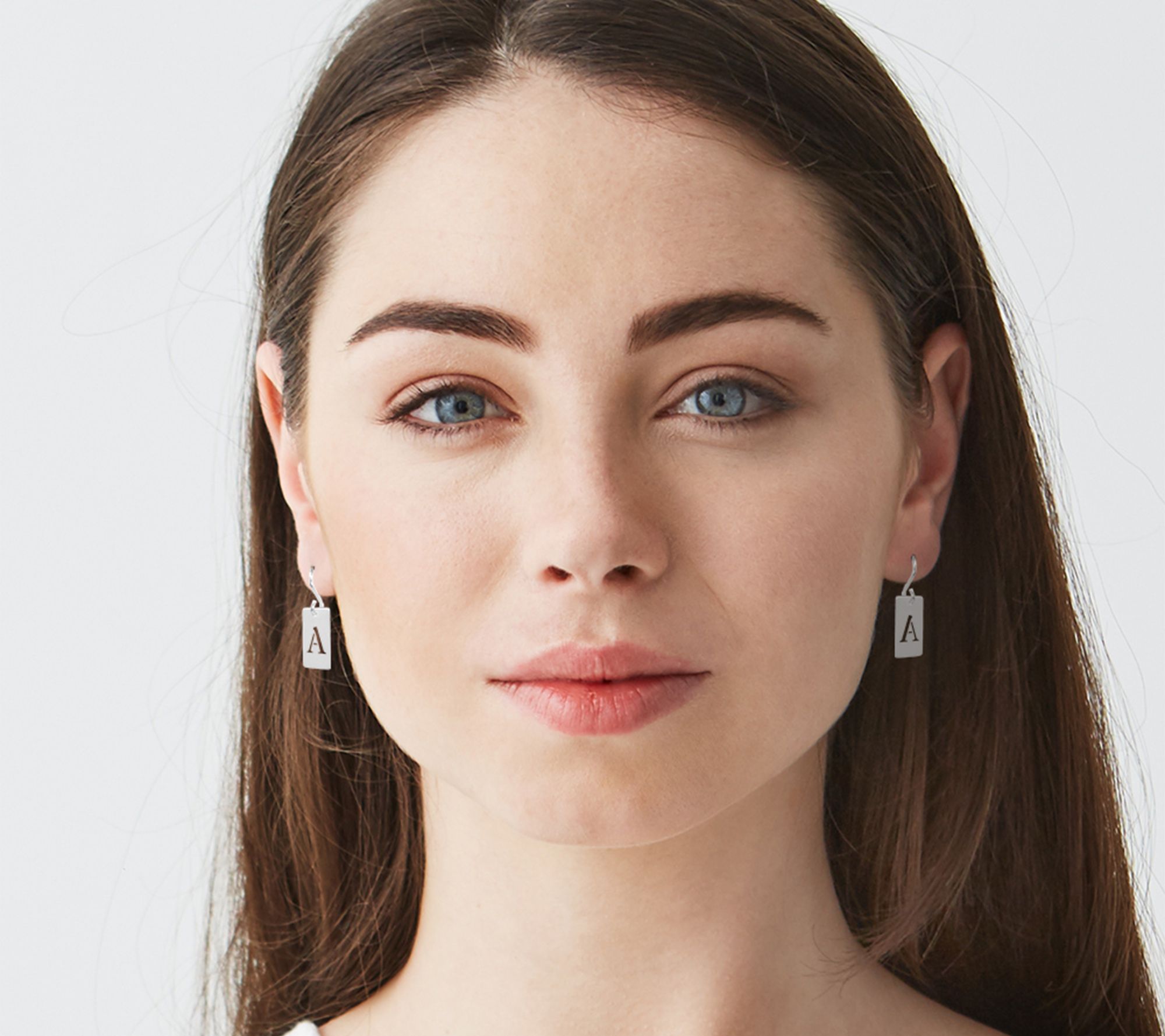 Sterling Silver Initial Tag Earrings