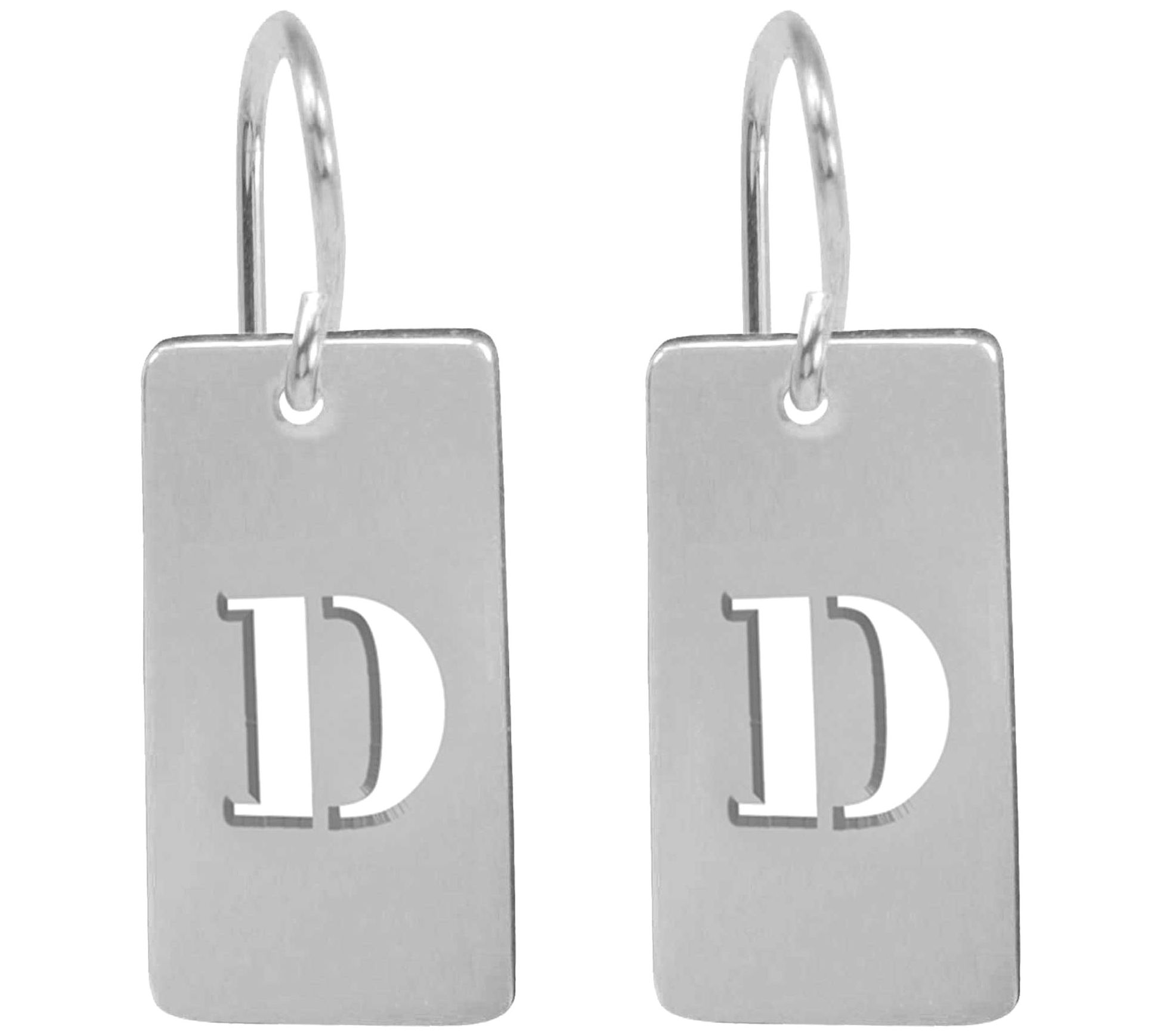 Sterling Silver Initial Tag Earrings