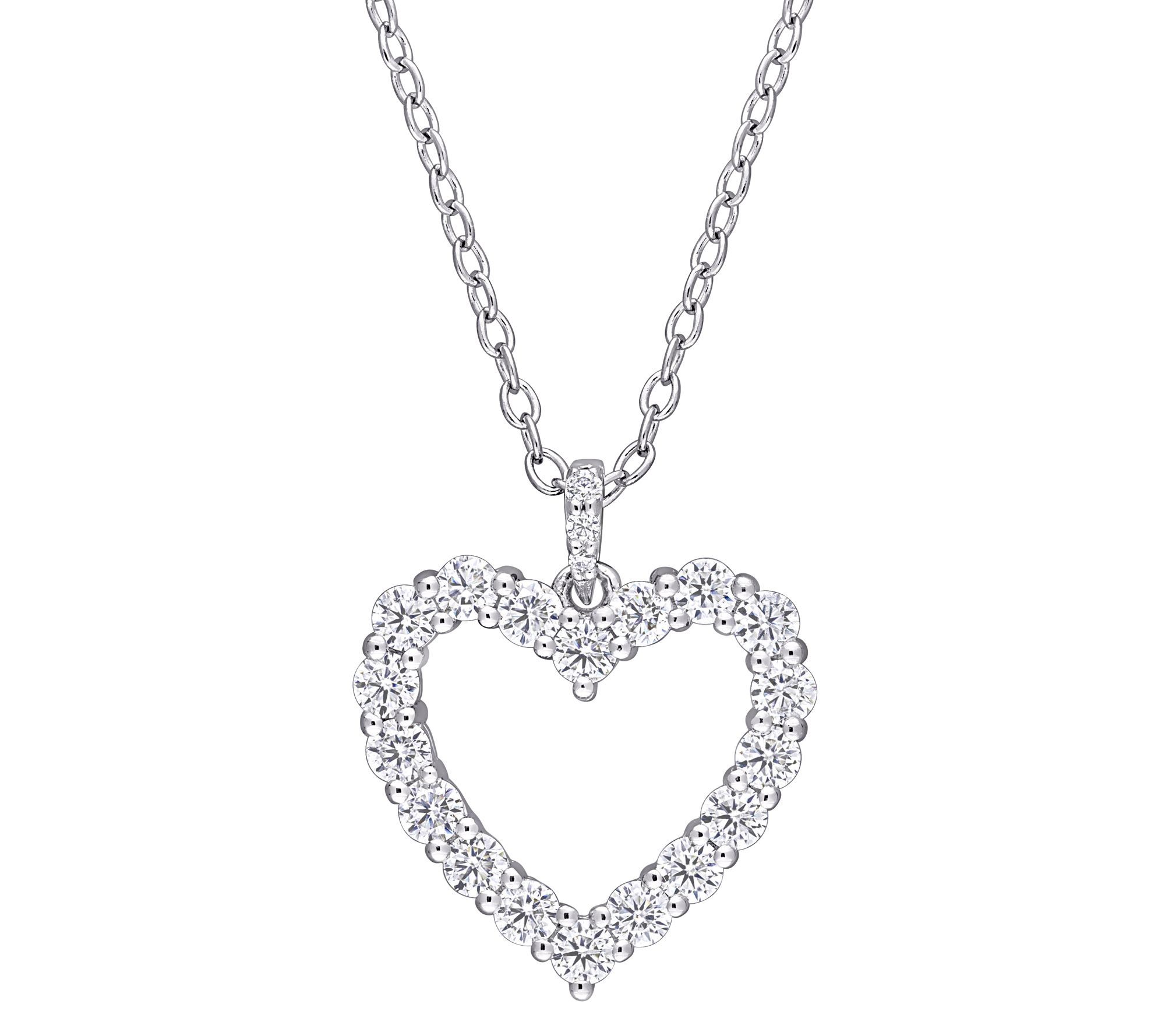 MoissanIce Moissanite 0.50 cttw Heart Pendant w/ Chain