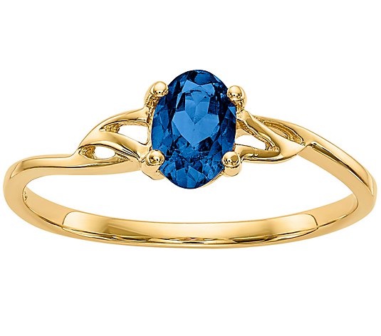 14K Oval Gemstone Solitaire Ring